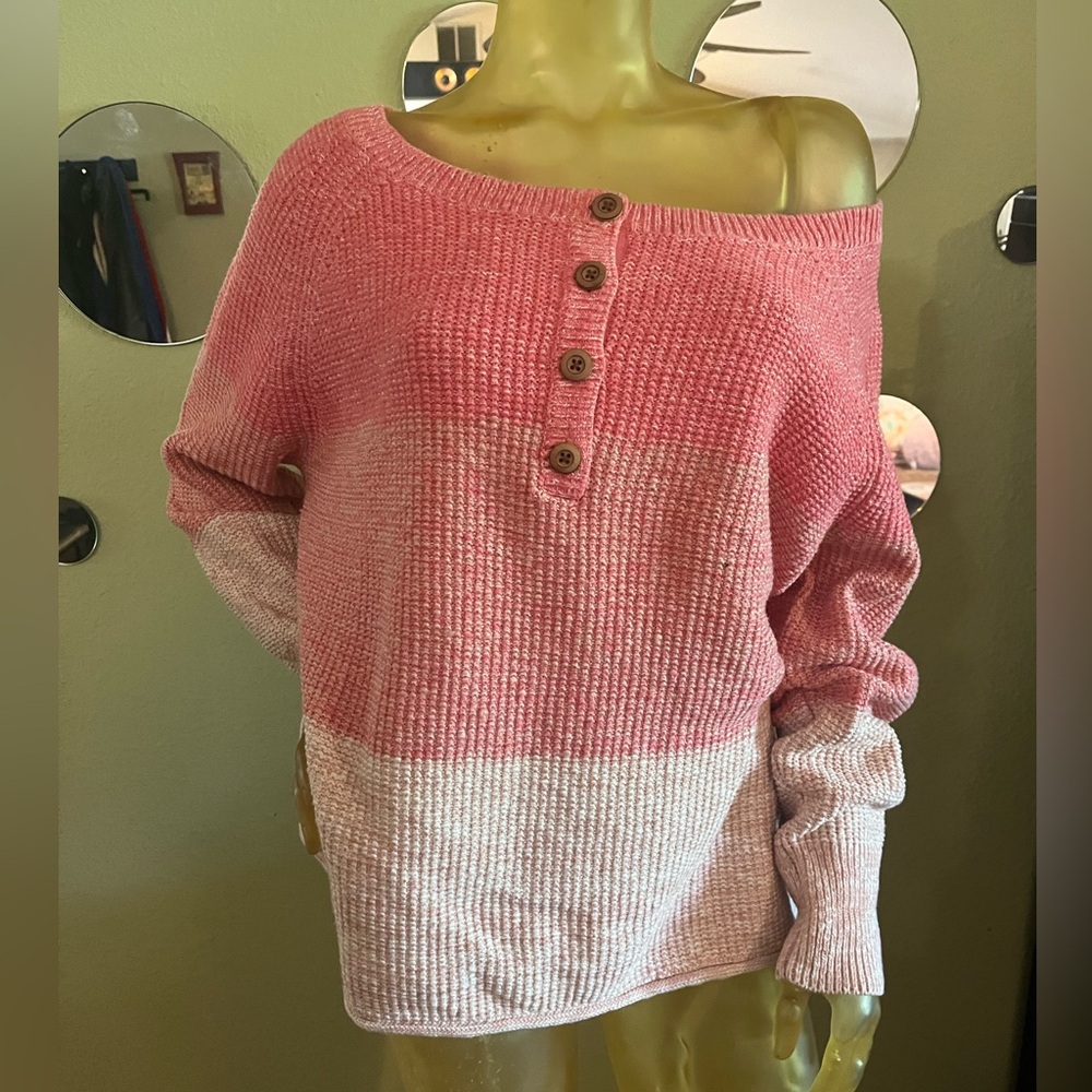NWT SUNDANCE Avedon Henley Pink Ombre’ Sweater, Size L - Picture 3 of 10